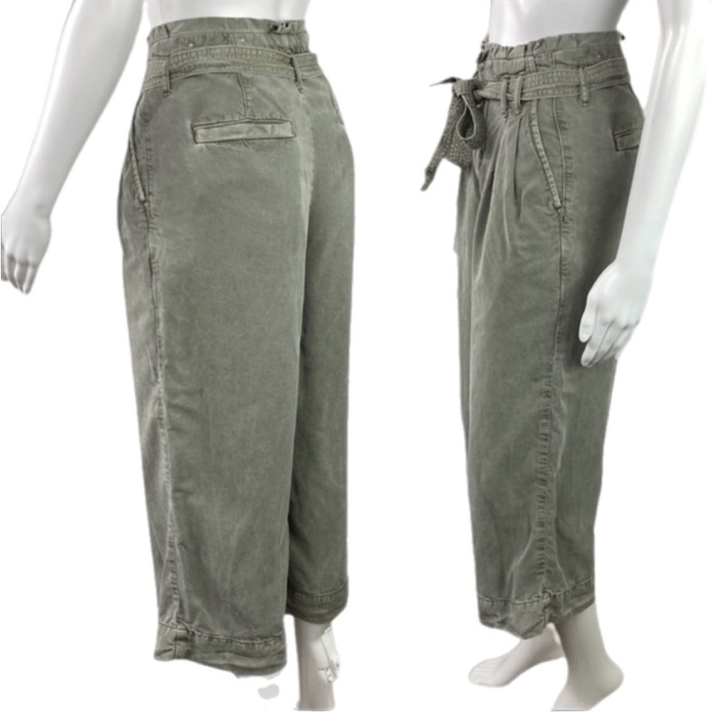 American Eagle Outfitters | High Waist Paper Bag Cropped Pants - Sage Green​ - Picture 6 of 12